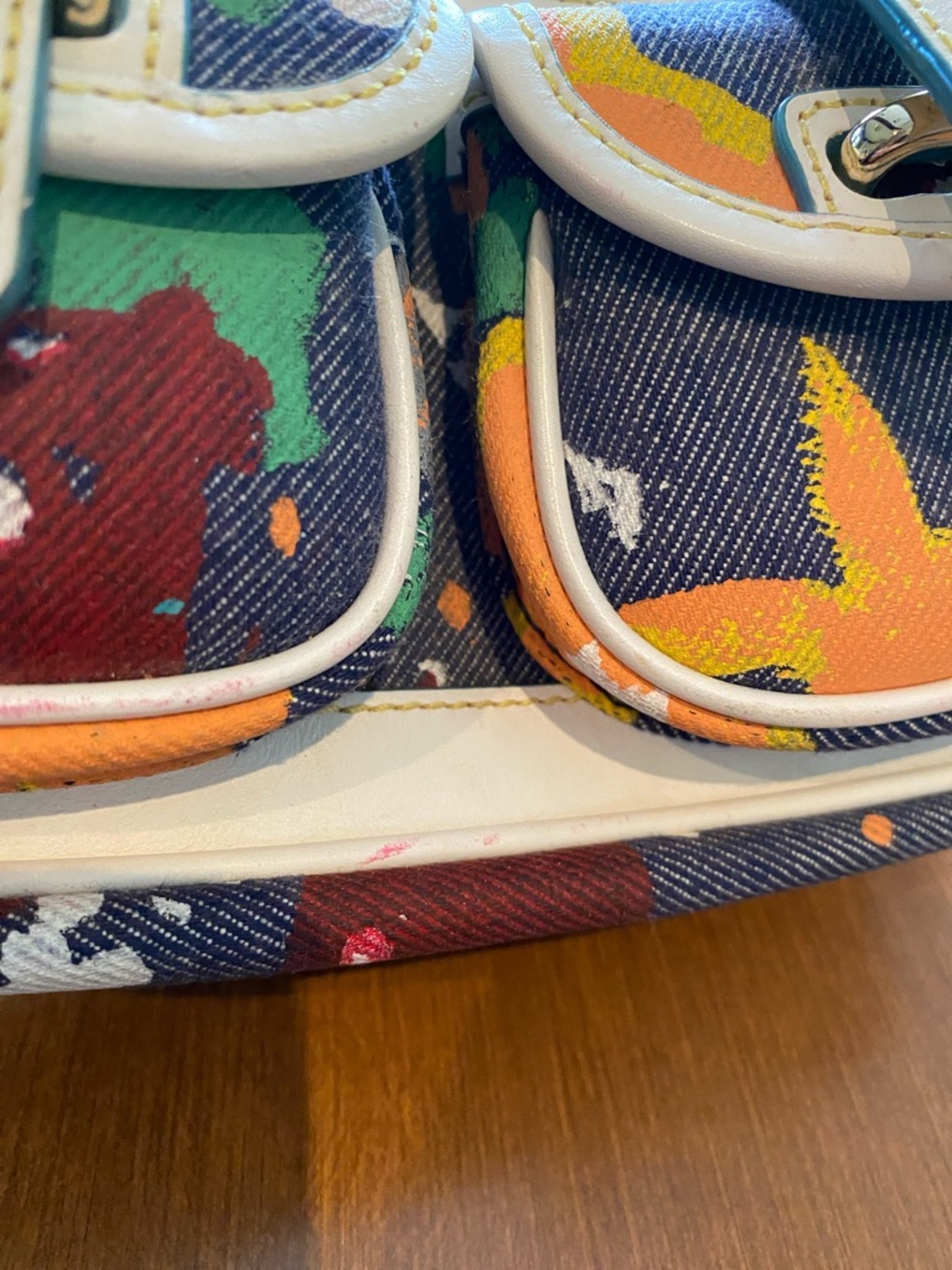 Dooney & Bourke Graffiti Paint Splatter Mini Shoulder Bag Canvas and Leather - Picture 16 of 16